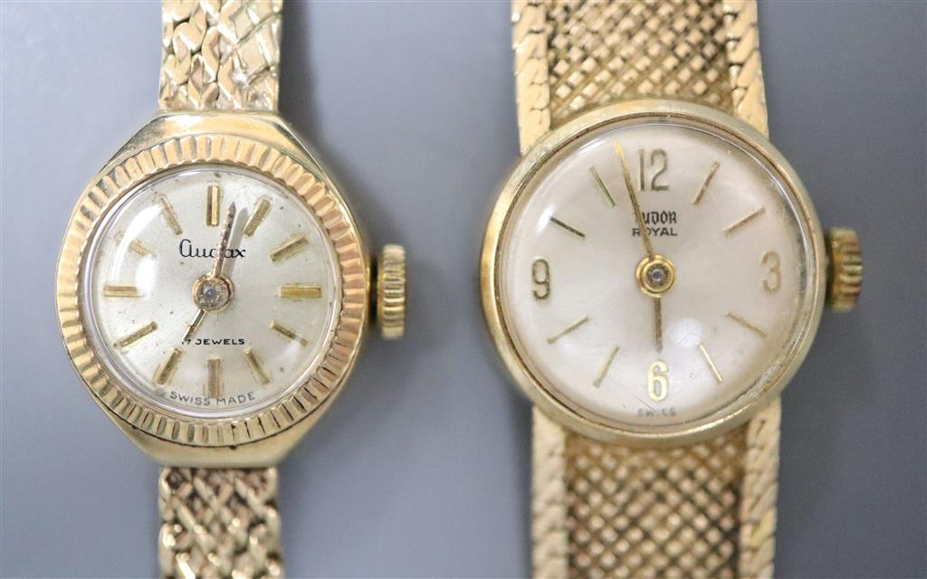 Two ladys 1960s/1970s 9ct gold manual wind wrist watches, Tudor Royal and Audax,